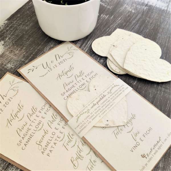 Menu piccolo carta piantabile EcoFattoArt 062 FANTASY GREEN